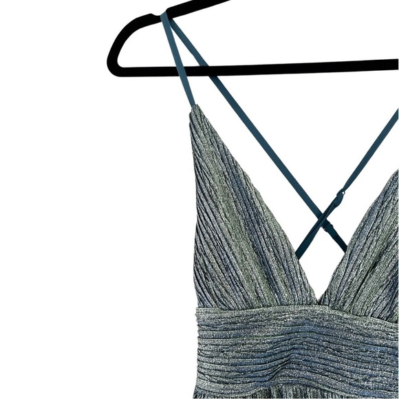 NWT LULUS Stop the Show Blue Glitter Skater Mini Criss Cross Evening Dress Sz XS - Picture 4 of 9